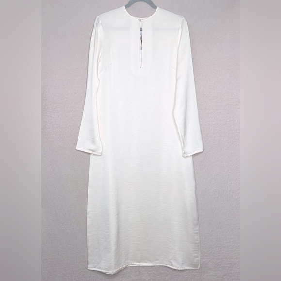 Saint Art Isabel Satin Long Sleeve Midi Dress-Champagne-Women’s M-Modest-NEW-NWT - Picture 2 of 15